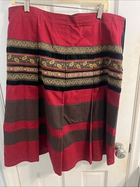 Harold's Red Circle Skirt with Black and Brown Stripes